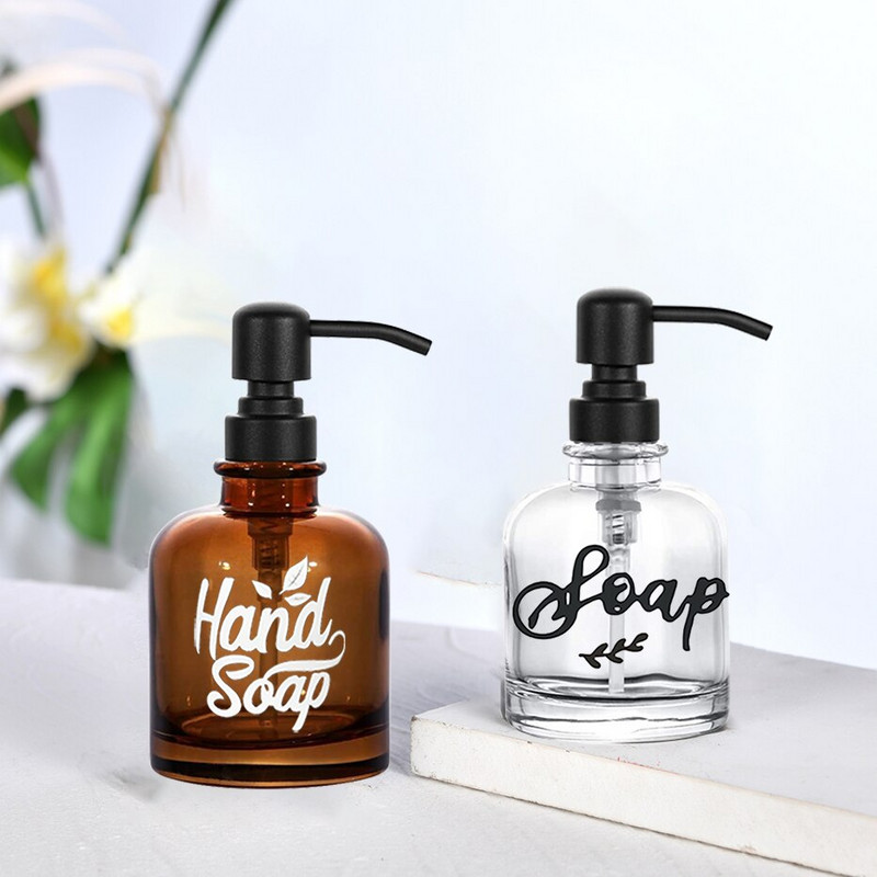 350 ml vonios kambario muilo dozatorius stiklinis butelis nerūdijančio plieno siurblio galvutė rankų muilas indų muilas, užpildomas buteliukas Virtuvės priedai