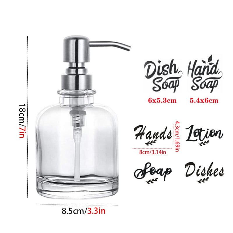 350 ml vonios kambario muilo dozatorius stiklinis butelis nerūdijančio plieno siurblio galvutė rankų muilas indų muilas, užpildomas buteliukas Virtuvės priedai
