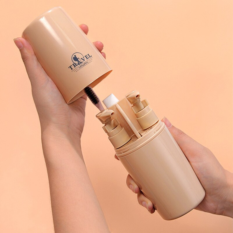 4db/szett Utazó mosópohár szappanadagoló kozmetikai flakonok készlet hordozható fogkefe csésze fésűs fürdőszobai készlet könnyen hordozható