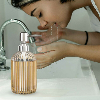 Υψηλής ποιότητας μεγάλος χειροκίνητος διανομέας σαπουνιού Clear Glass Hand Sanitizer Bottle Press Containers Bathroom Empty Bottles Glass 400ML