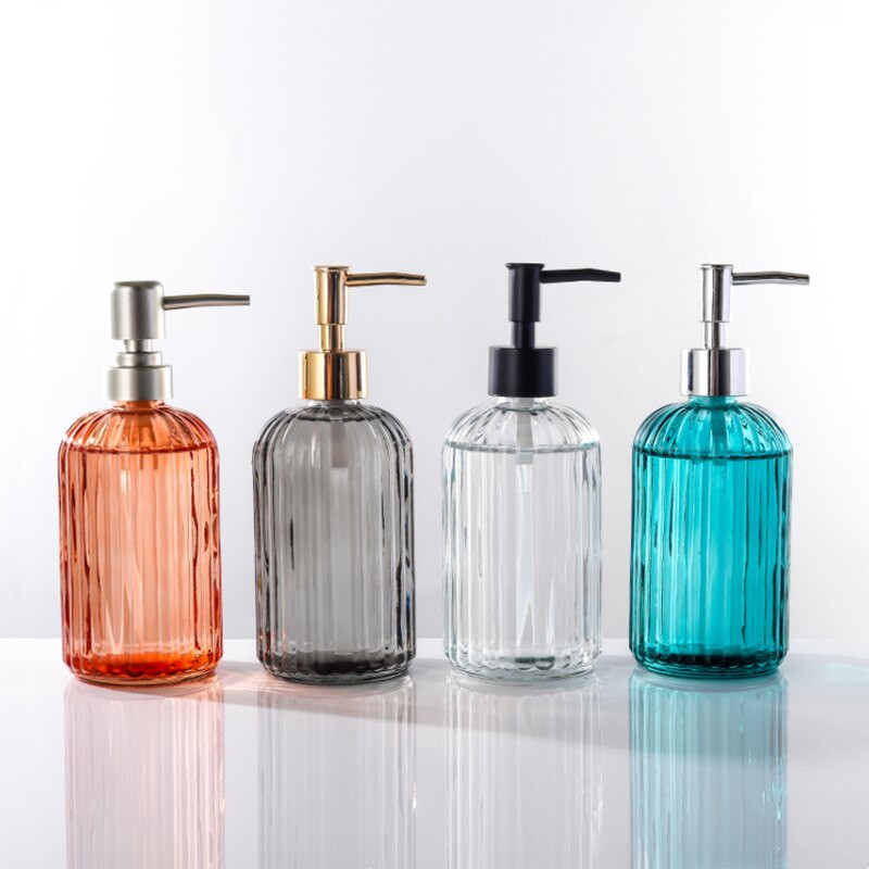 Aukštos kokybės didelis rankinis muilo dozatorius skaidraus stiklo rankų dezinfekavimo priemonės buteliukų presavimo talpyklos vonios kambario tušti buteliai, stiklas 400 ml