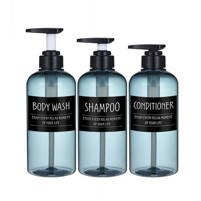 3 buc/set sticle dozator de sapun Șampon de baie Balsam de duș Sticle reîncărcabile cu etichete 500ML/10.58zo