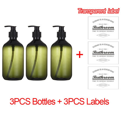 3 buc/set sticle dozator de sapun Șampon de baie Balsam de duș Sticle reîncărcabile cu etichete 500ML/10.58zo