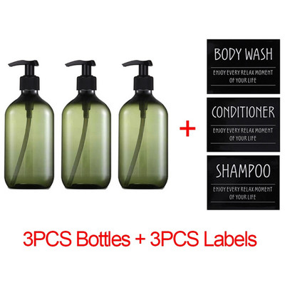 3 buc/set sticle dozator de sapun Șampon de baie Balsam de duș Sticle reîncărcabile cu etichete 500ML/10.58zo