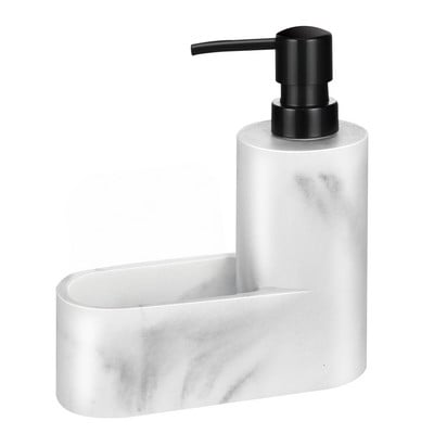 Dozator de săpun lichid cu suport pentru burete, dozator de săpun de vase Sticlă cu pompă cu suport pentru perie pentru chiuvetă de bucătărie, baie, blat