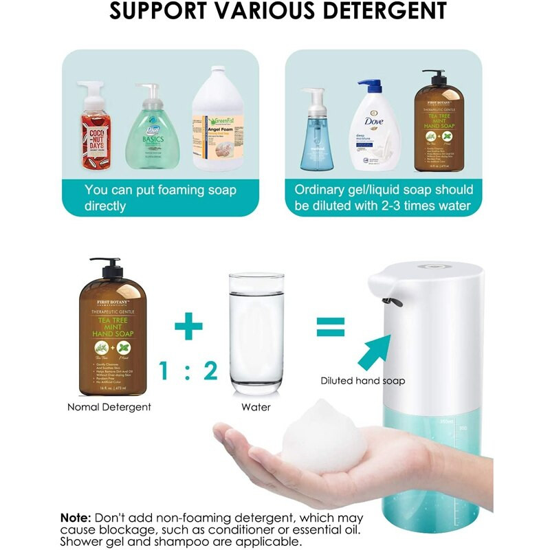 Automatinis skysto muilo dozatorius USB įkraunamas putojantis bekontaktis nešiojamasis putplasčio muilo dozatorius vonios kambario virtuvei