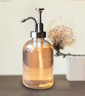 Διαφανές γυάλινο μπουκάλι λοσιόν Μπουκάλι απολυμαντικό μπάνιου Δοχείο σαπουνιού τύπου Push Hand Sanitizer Bottle Shower Gel Dispenser Dispenserant Dispenser
