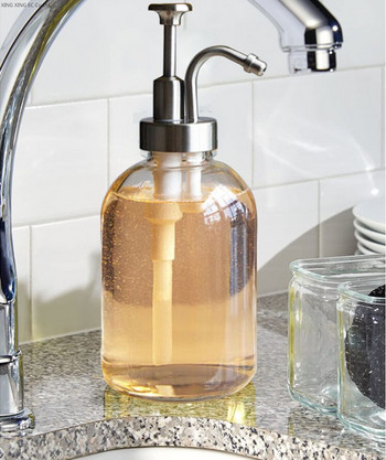 Διαφανές γυάλινο μπουκάλι λοσιόν Μπουκάλι απολυμαντικό μπάνιου Δοχείο σαπουνιού τύπου Push Hand Sanitizer Bottle Shower Gel Dispenser Dispenserant Dispenser