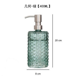 Átlátszó zöld színátmenetes szappanadagoló Függőleges csíkok Üveg samponos flakon Fürdőszoba-kiegészítők Press Lotion alpalack