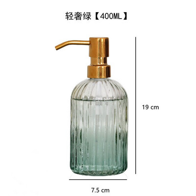Átlátszó zöld színátmenetes szappanadagoló Függőleges csíkok Üveg samponos flakon Fürdőszoba-kiegészítők Press Lotion alpalack