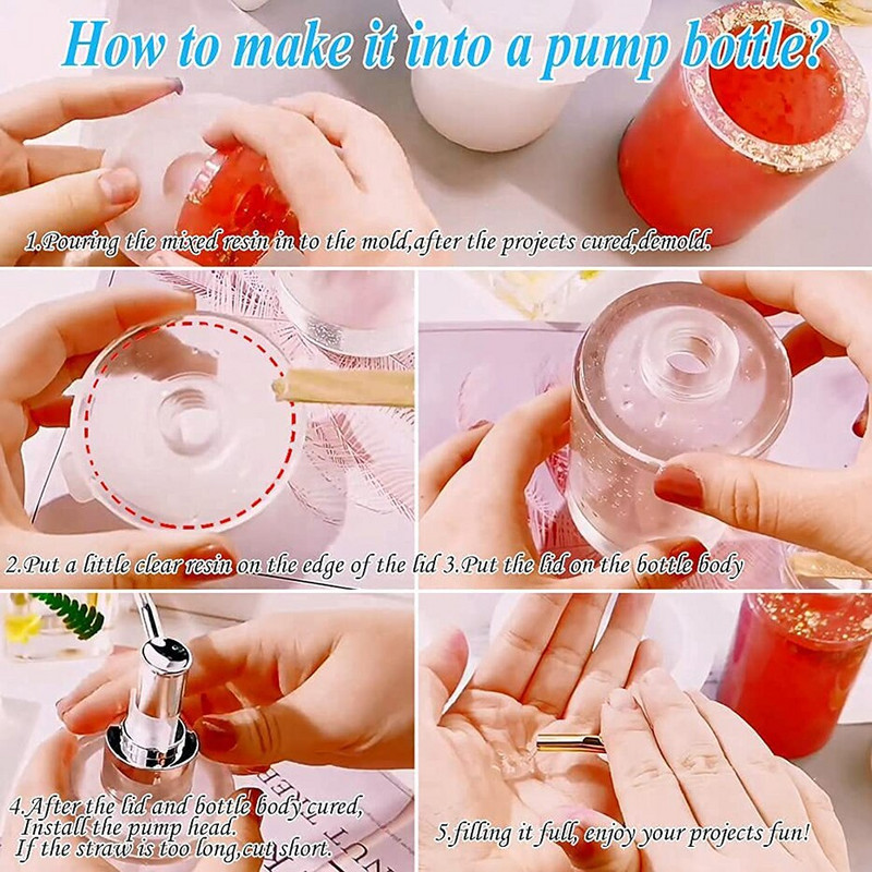 Διανομέας Pump Bottle Resin Mold DIY Lotion Soap Dispensers Καλούπια σιλικόνης για σαμπουάν κουζίνας μπάνιου αποθήκευσης βάζα φόρμα