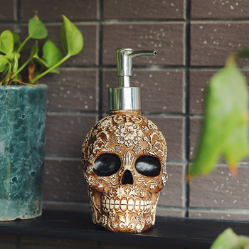 Flower Skull Bottle Soap Dispenser Vintage Resin Statue Empty Hand Sanitizer Refill Pump Bottles Σαμπουάν Θήκη Δημιουργικό δώρο