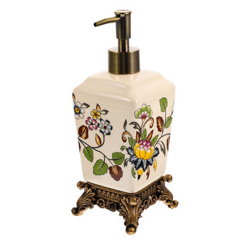 Винтидж стил Керамичен печат на цветя Дозатор за течен сапун Помпа за ръце Бутилка Контейнер за лосион Буркани за многократно пълнене