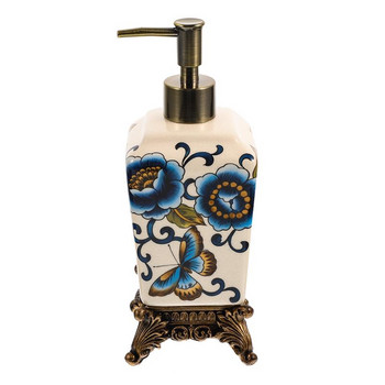 Винтидж стил Керамичен печат на цветя Дозатор за течен сапун Помпа за ръце Бутилка Контейнер за лосион Буркани за многократно пълнене