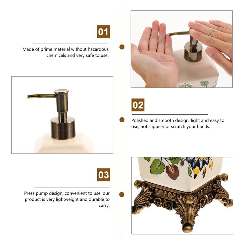 Vintage stílusú kerámia virágnyomtatás folyékony szappanadagoló kézi szappanpumpa palack lotion tartály újratölthető tégelyek