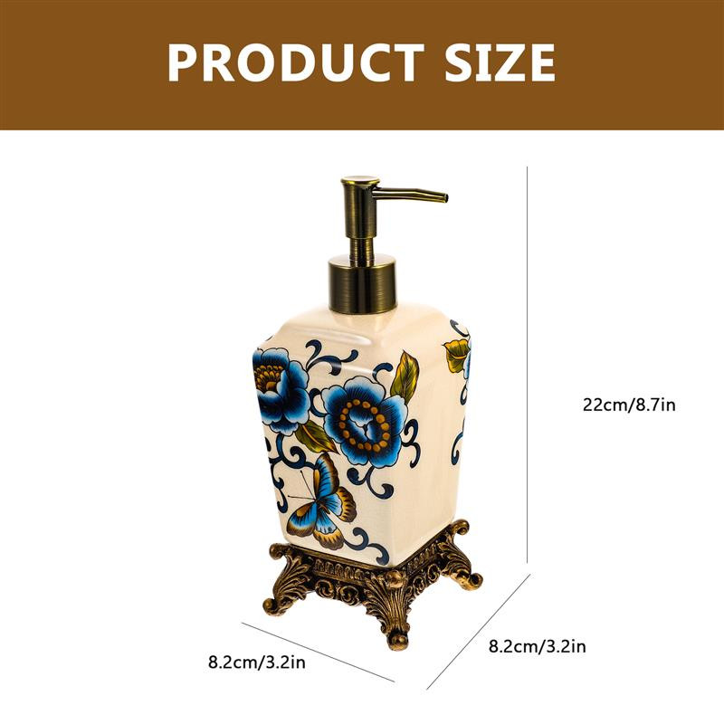 Vintage stílusú kerámia virágnyomtatás folyékony szappanadagoló kézi szappanpumpa palack lotion tartály újratölthető tégelyek