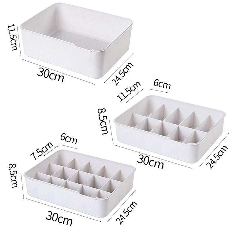 Műanyag fehérnemű tároló zokni fiók rendszerezők nedvességálló fiók tároló doboz Ruhásszekrény tároló sál Szervező doboz