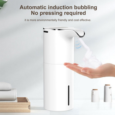 Automata szappanadagoló 450 ml Smart, érintésmentes újratölthető habzó pumpás adagoló infravörös mozgásérzékelő 2 szintes fürdőszoba