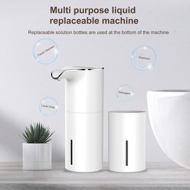 Automata szappanadagoló 450 ml Smart, érintésmentes újratölthető habzó pumpás adagoló infravörös mozgásérzékelő 2 szintes fürdőszoba