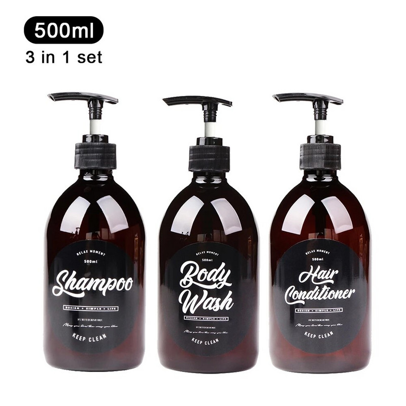 3 az 1-ben készlet fürdőszobai szappanadagoló 500 ml-es sampon testmosó hajbalzsam flakon műanyag tároló palack Press Pump Sub flakon