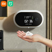 „Xiaomi“ automatinis putplasčio muilo dozatorius bekontaktis jutiklis USB įkrovimo putų mašinos laiko temperatūros ekranas prie sienos montuojamas rankų dezinfekantas
