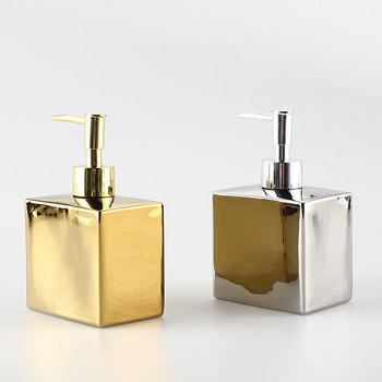 Τετράγωνο Κεραμικό Σαπούνι Διανομέας Σαμπουάν Αξεσουάρ Μπάνιου Φορητό Μπουκάλι Σαπουνιού Προϊόντα Μπάνιου Χρυσό Ασημί Λευκό