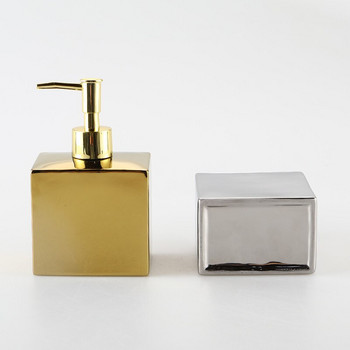 Τετράγωνο Κεραμικό Σαπούνι Διανομέας Σαμπουάν Αξεσουάρ Μπάνιου Φορητό Μπουκάλι Σαπουνιού Προϊόντα Μπάνιου Χρυσό Ασημί Λευκό