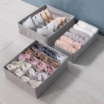 3Pcs Кутии от нетъкан текстил Органайзери за съхранение Чекмеджета Бельо Чорапи Органайзери за гардероб на шкафове Сгъваема кутия за дрехи Малка