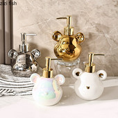 Egyszerű kerámia tusfürdő tusfürdő palackok medve alakú prés típus kézi szappan sampon palack Otthoni szappanadagoló fürdőszobai kiegészítők
