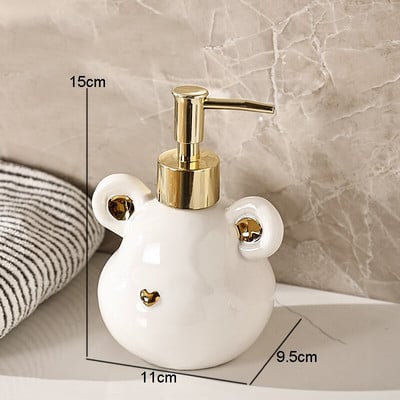 Egyszerű kerámia tusfürdő tusfürdő palackok medve alakú prés típus kézi szappan sampon palack Otthoni szappanadagoló fürdőszobai kiegészítők