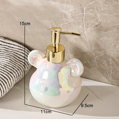 Egyszerű kerámia tusfürdő tusfürdő palackok medve alakú prés típus kézi szappan sampon palack Otthoni szappanadagoló fürdőszobai kiegészítők