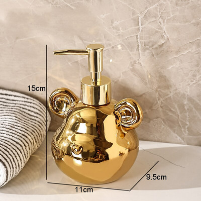 Egyszerű kerámia tusfürdő tusfürdő palackok medve alakú prés típus kézi szappan sampon palack Otthoni szappanadagoló fürdőszobai kiegészítők