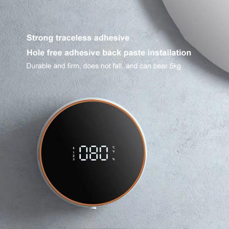 300 ml LED hőmérséklet kijelző szappanadagoló, automatikus USB töltés, érintésmentes hordozható folyékony szappanadagoló fürdőszobai tartozék
