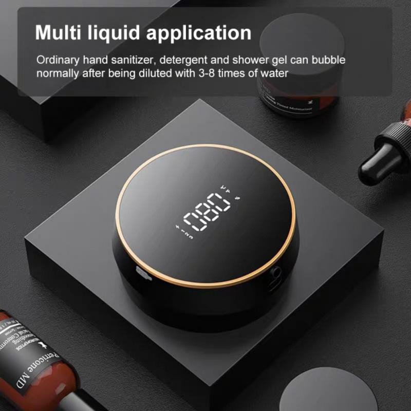 300 ml LED hőmérséklet kijelző szappanadagoló, automatikus USB töltés, érintésmentes hordozható folyékony szappanadagoló fürdőszobai tartozék