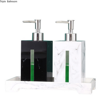 1 бр. 500 мл черно-бял дозатор за сапун в европейски стил Бутилки от шампоан от смола Лента за китка Дозатор за ръце Аксесоари за баня