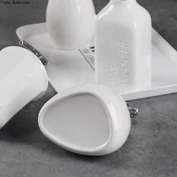 1 бр Чисто бяла керамична бутилка лосион Дозатор за течен сапун Домашен Кухненски дезинфектант за ръце Бутилка шампоан за съхранение Аксесоар за баня