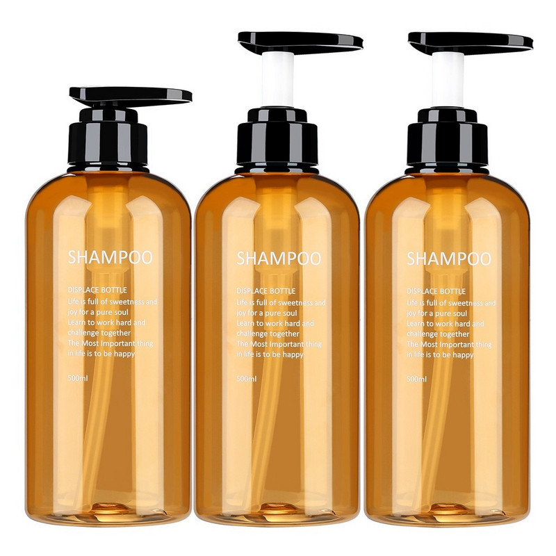 3 db 500 ml-es üres flakon készlet lotion sampon tusfürdő hajbalzsam hordható szappanadagoló fürdő pumpás flakon