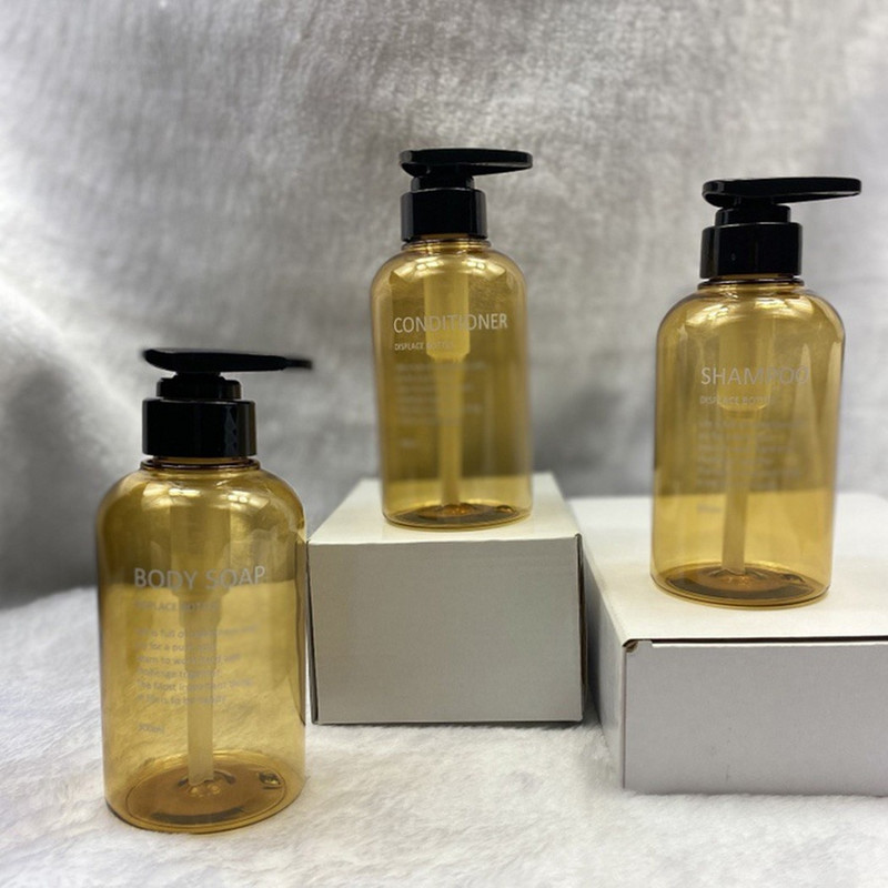 3 db 500 ml-es üres flakon készlet lotion sampon tusfürdő hajbalzsam hordható szappanadagoló fürdő pumpás flakon