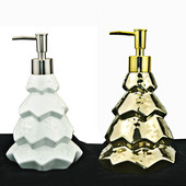 450 ml Mr Christmas Santa Tree Art kerámia kézi szappanadagoló parfüm pumpa kitöltő lotion palack Legjobb ajándék konyhafürdő szálloda