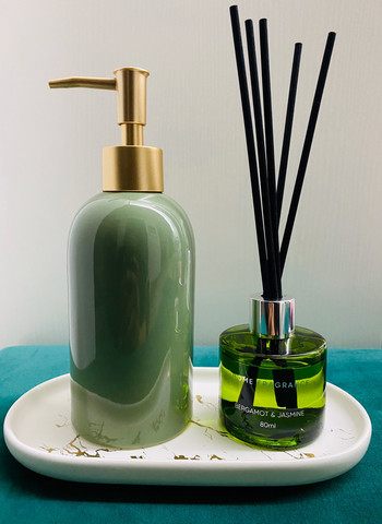 5 Χρώματα Golden Head European Ceramic Pure Color Soap Dispenser Lotion Perfume Liquid Pump Art Bottle Bottle Shampoo Lotion