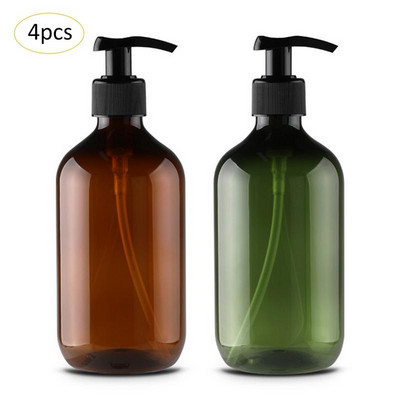 4 db/csoport 500 ml-es PET lotion sampon kézi tusfürdős flakon hordozható szappanadagoló üres pumpás flakon