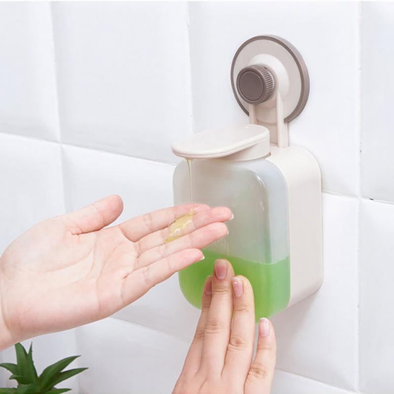 Dozator de săpun, montat pe perete, presă din plastic lichid pentru mână, sticle portabilă, fără perforare, baie, ventuze pentru baie, chiuvetă de bucătărie