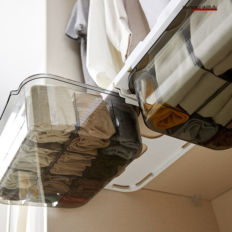 Skaidri apatinių drabužių laikymo dėžė Spinta Plastikinis skyrius Sandėliavimas Tvarkykite dangtį Spintos Stalčių skirstytuvas Kojinių rūšiavimo įrankis