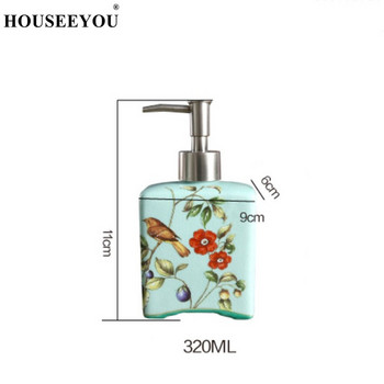 Ceramic Hand Sanitizer Bottle Pastoral Flower and Bird Lotion Bottle Dispensing Empty Bottle Hotel Square Liquid Soap Dispenser