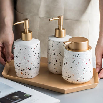 Κεραμικά υγρό πλυσίματος χεριών Μπουκάλι Χρώμα Terrazzo Pattern Προμήθειες μπάνιου Λοσιόν Μπουκάλι σαπουνιού Φορητοί διανομείς σαπουνιού