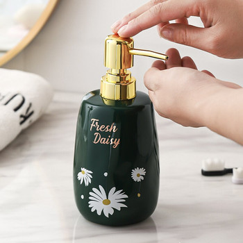 Daisy Flower Decal Ceramic Soap Dispenser Kitchen Handwash Sanatizer Bottle Shampoo Bottle Αξεσουάρ μπάνιου Nordic Home