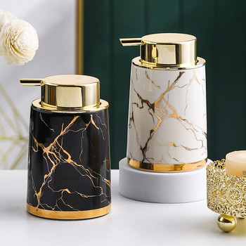 Αξεσουάρ μπάνιου Nordic Imitation Marble Stripe Ceramic Foaming Soap Pump Bottle Foam Pump Soap Dispenser Μπουκάλι σαμπουάν