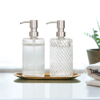 Nordic Ins Popular Twill Hand Press Glass Sub-Bottle Дозатор за течен сапун Дозатор за баня Шампоан и балсам Бутилка