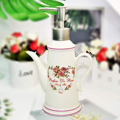 Art Charming Kerámia Superfins Paris Eiffel Tower Rose teáskanna fürdőszappan Lotion Virág Sampon Parfüm Gél adagoló Pumpapalack
