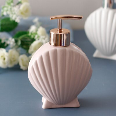 280ml Shell Shape Kerámia szappanadagoló konyhai kézfertőtlenítő flakon tusfürdő Fürdőszoba kiegészítők 10,5*6,5*15cm